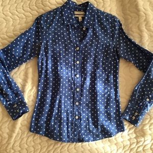 Blue and White Polka Dot J. Crew Button Up
